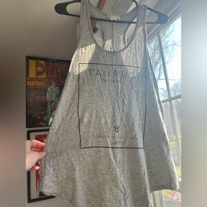 enough about me... Gray Taurus Graphic Racerback Tank